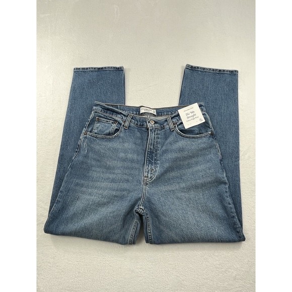 COPY - NWT Abercrombie & Fitch The 90s Straight Ultra High Rise 31, 12 R Distre… - Picture 2 of 13